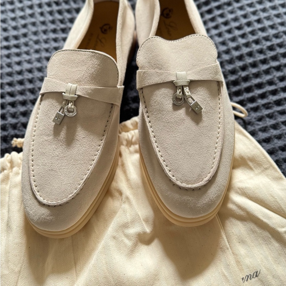 Loro Piana Cream Suede Loafers with Tassel Detail - Summer walk EU38